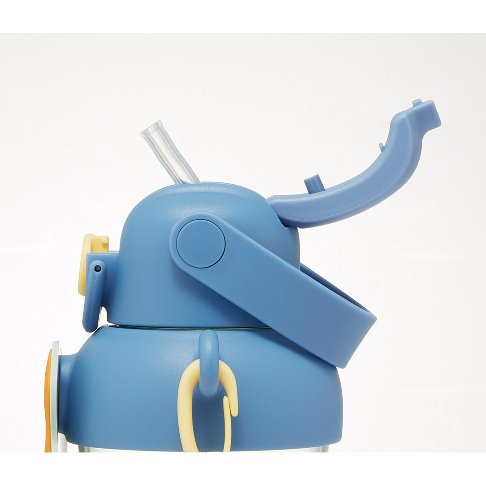 ラバー マスコット付き ストロー ボトル 水筒 650ml ショルダーベルト