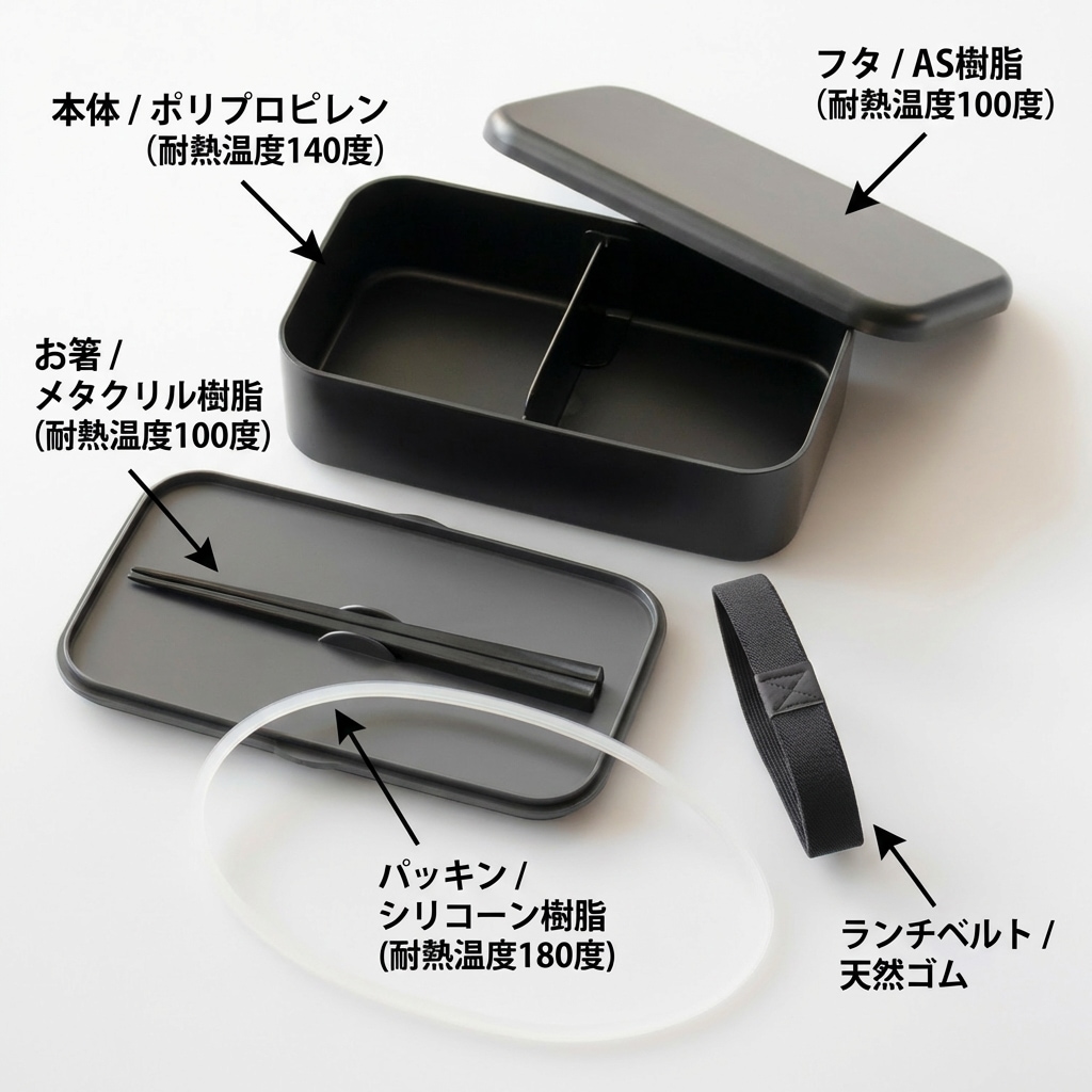 18cm 箸付き 弁当箱 1000ml 1段 食洗機可 レンジ可 ランチボックス お
