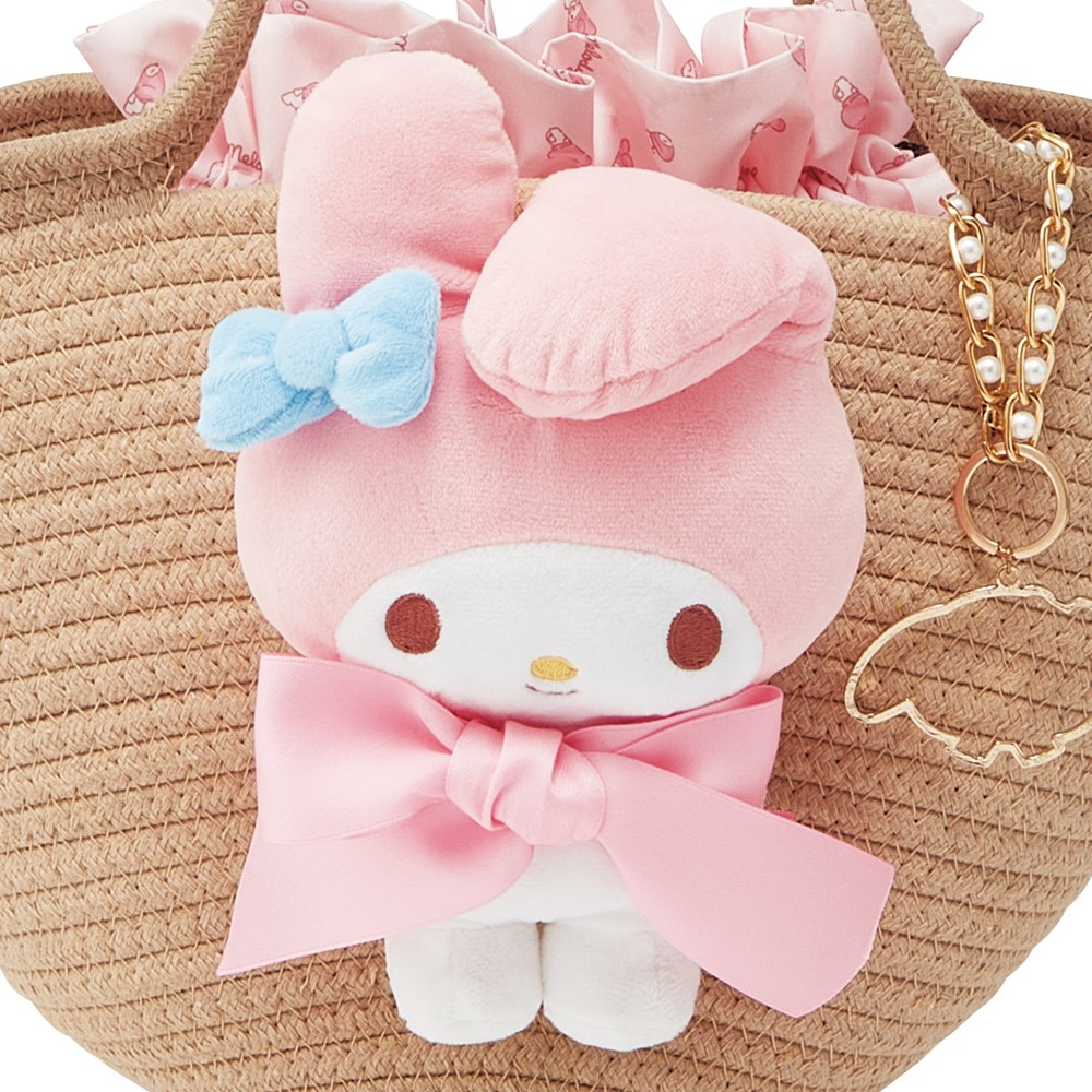 マイメロディ カゴバッグ バスケット ぬいぐるみ ぬいぐるみ付き かご風バッグ かご バッグ かばん かわいい