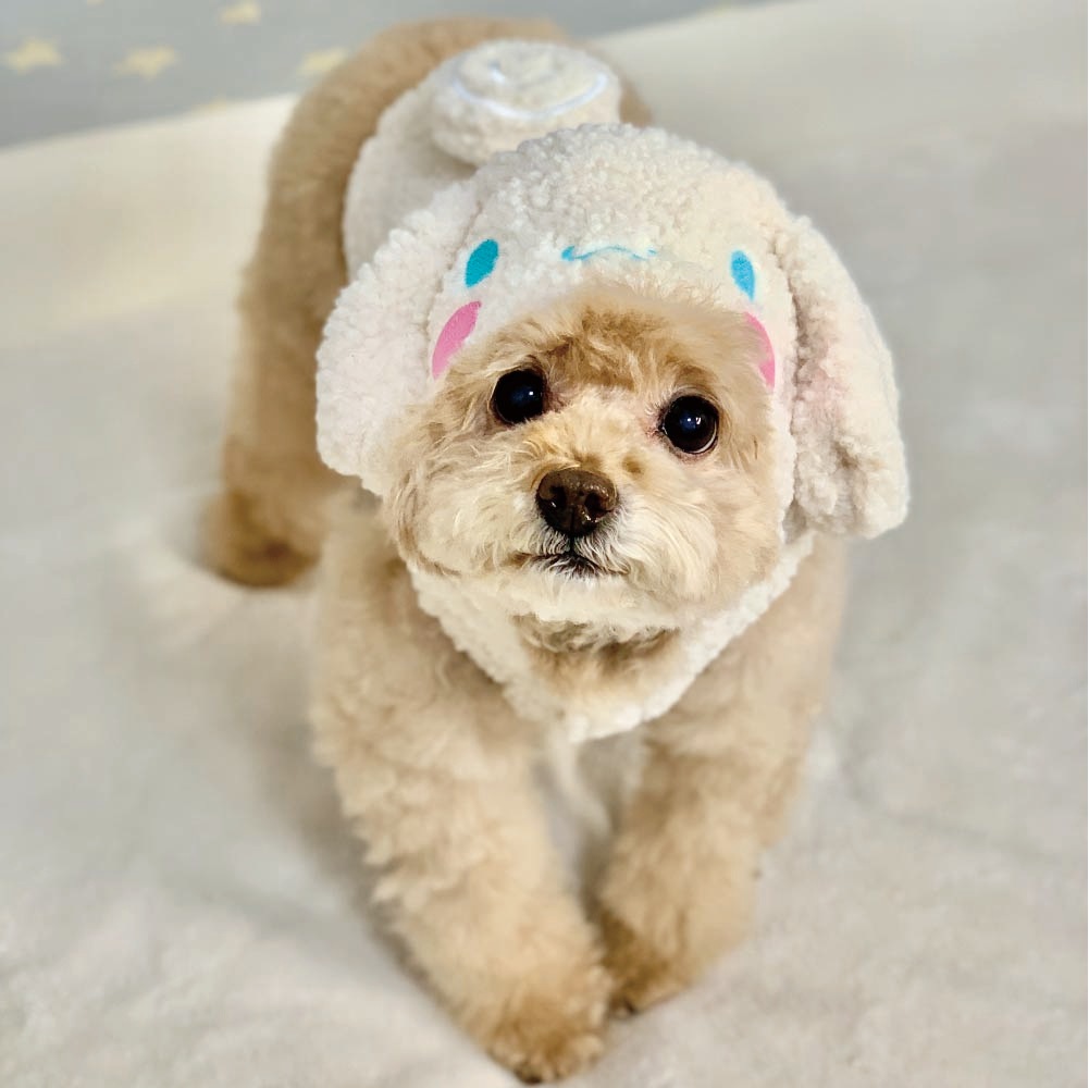 犬のフード付きマスコット ボアタンク なりきり フード付き Mサイズ 犬 ペット 服 衣装