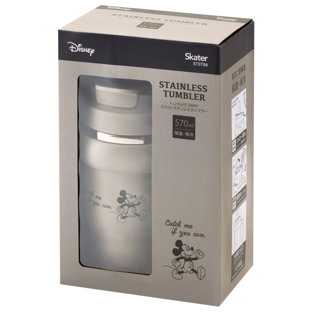 スケーター ハンドル付 タンブラー 570ml ストロー ステンレス ボトル