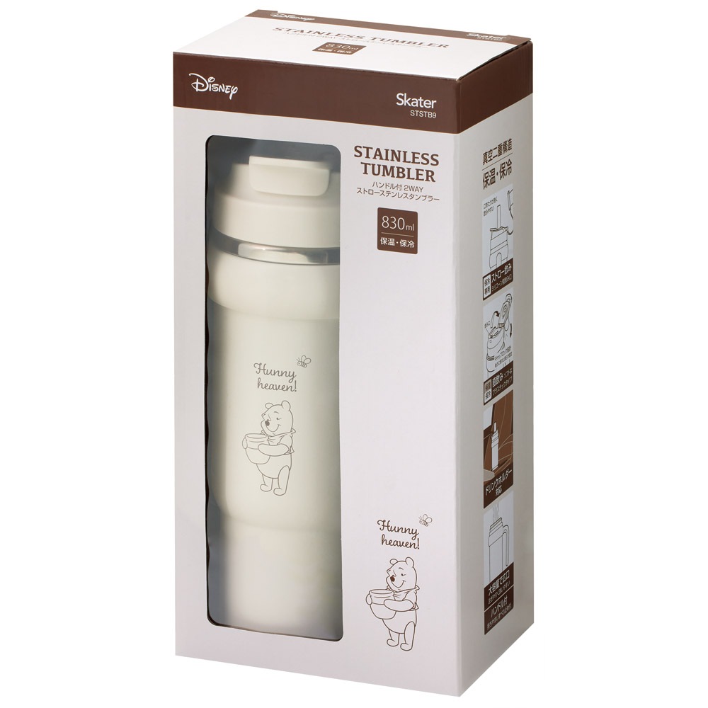 スケーター ハンドル付 タンブラー 830ml ストロー ステンレス ボトル