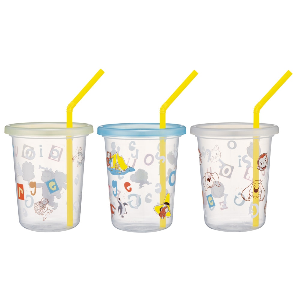 ストロー付きタンブラー 3個セット プラスチック 蓋付きコップ