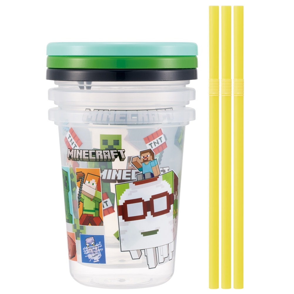 スケーター ストロー付きタンブラー 3個セット プラスチック 蓋付き