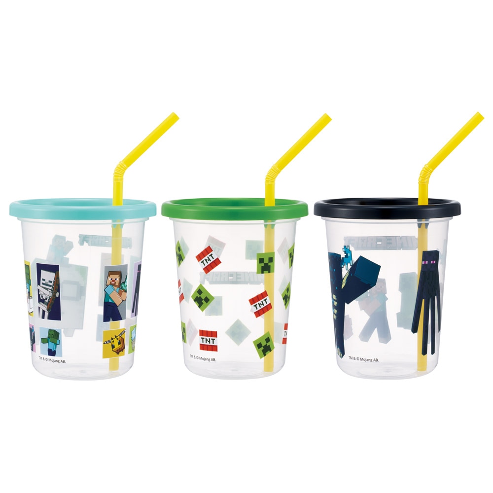 スケーター ストロー付きタンブラー 3個セット プラスチック 蓋付き