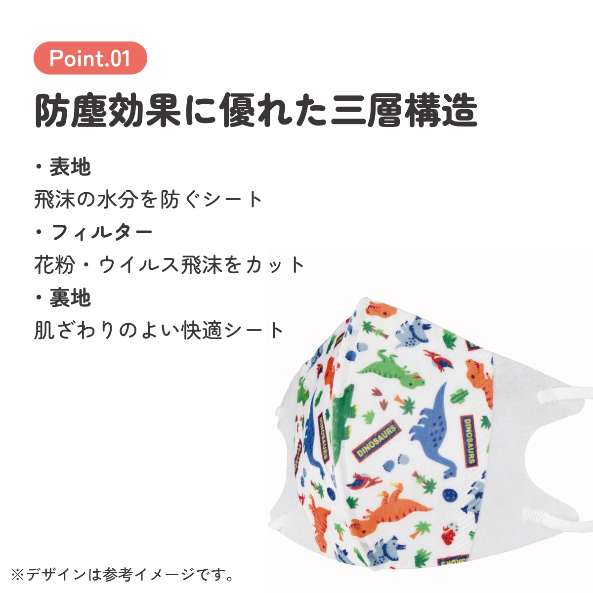 子供立体マスク Mサイズ/25枚入りディノサウルス