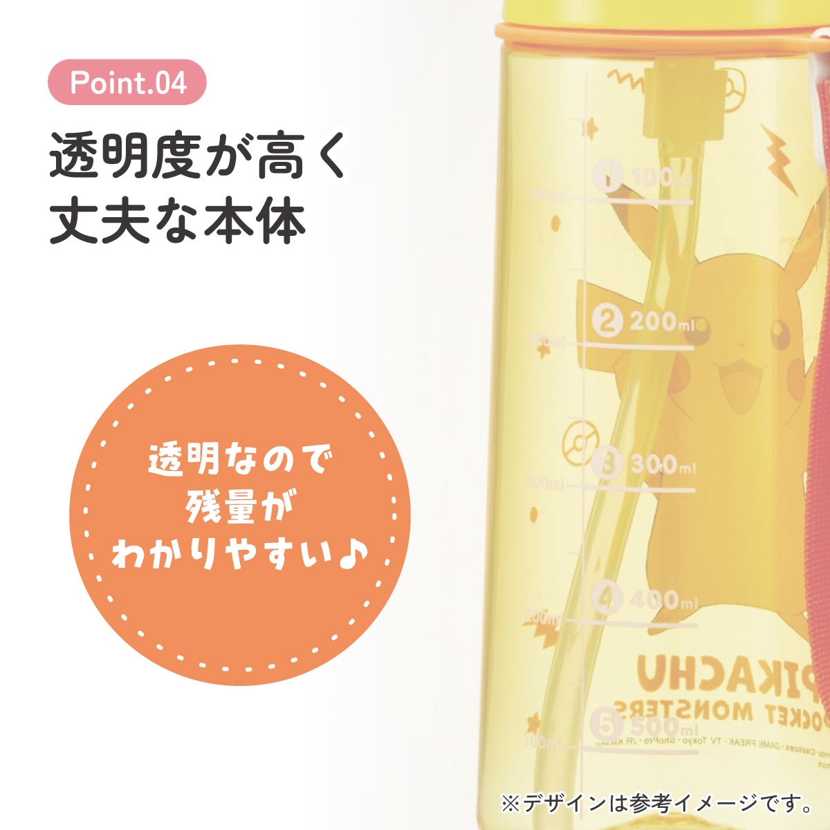 ワンプッシュ ストロー ボトル 水筒 630ml 透明 クリア 子供 キッズ
