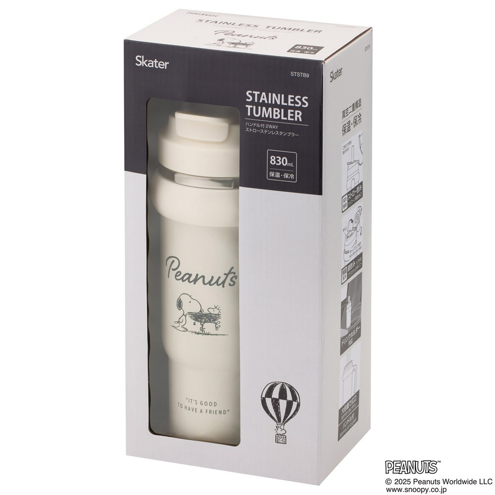 スケーター ハンドル付 タンブラー 830ml ストロー ステンレス ボトル