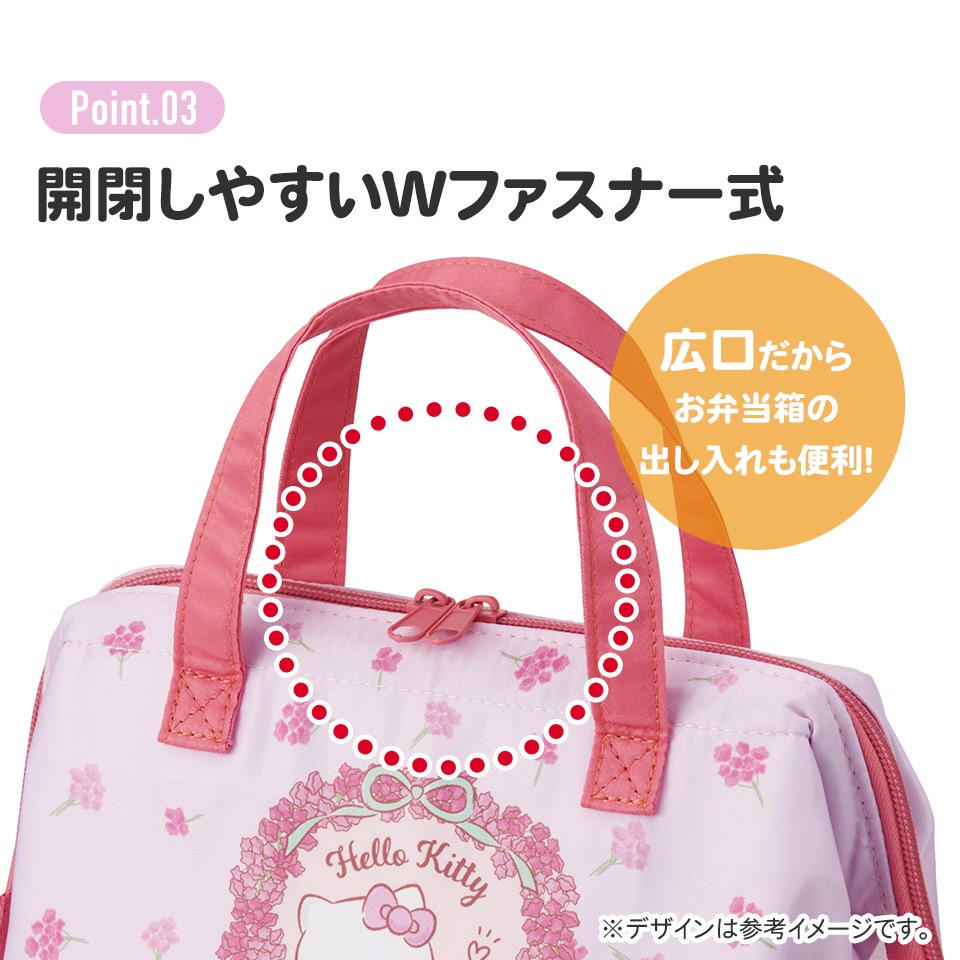 がま口型ランチバッグ キティフラワーリース