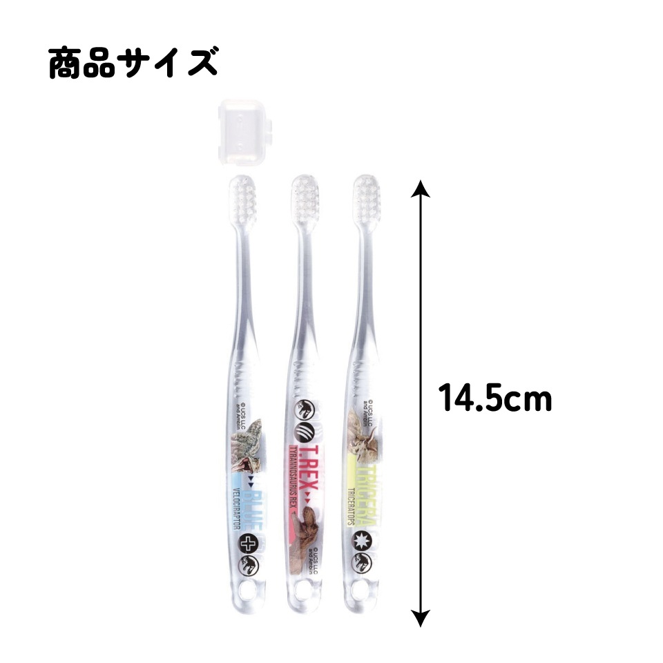 鯨歯3本セット クリア歯ブラシ 3本セット/乳児用ディノサウルス ピクチャ