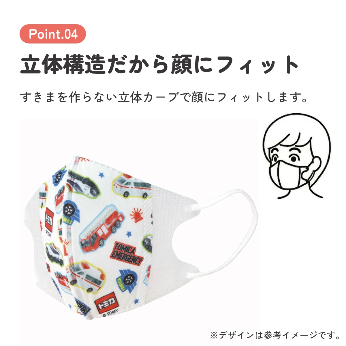 子供立体マスク Mサイズ/7枚入りトミカ23／MSKS3N_4973307651458