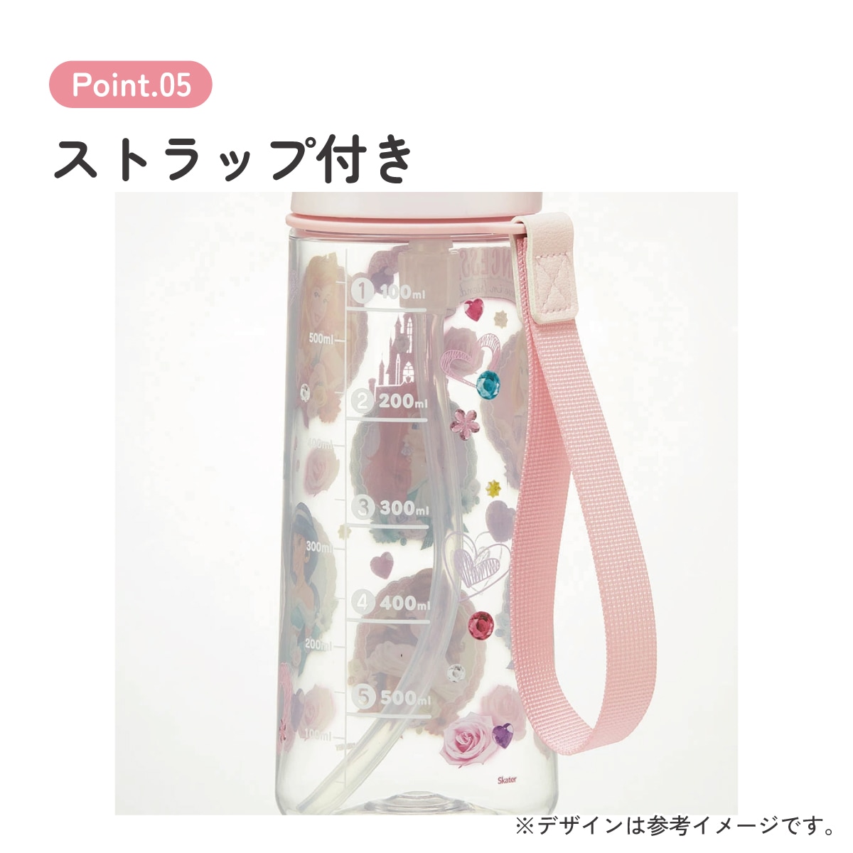 ワンプッシュ ストロー ボトル 水筒 630ml 透明 クリア 子供 キッズ