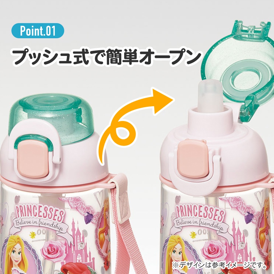 ワンプッシュ ストロー ボトル 水筒 630ml 透明 クリア 子供