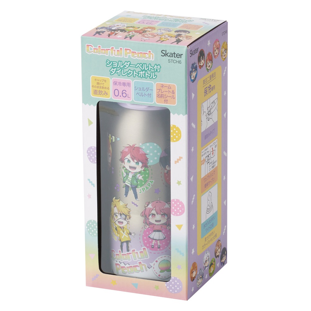 直飲みダイレクトステンレスボトル 600ml カラフルピーチ25