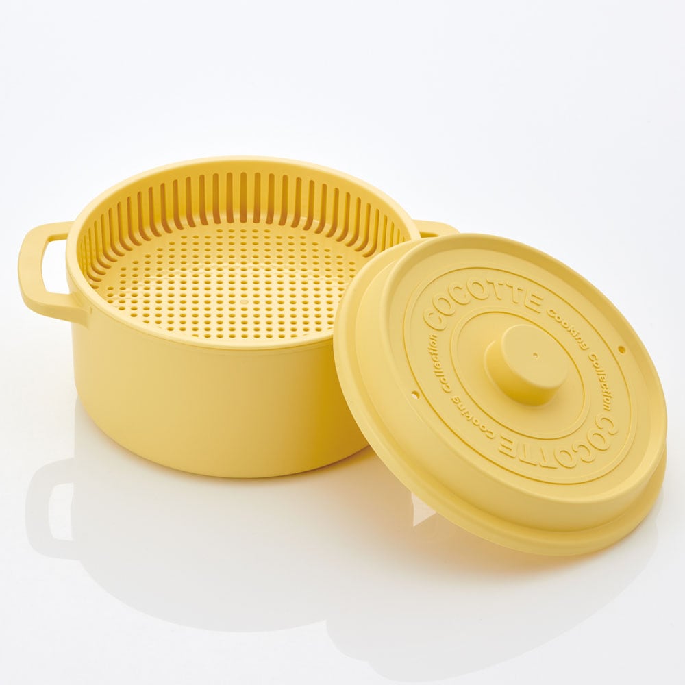 ココット風電子レンジ用鍋 1600ml くすみカラー イエロー