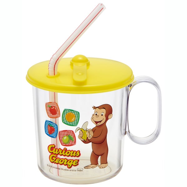 547089 SKJ6AG~【ベビー用品】<br>抗菌ストローコップ<br>○おさるの