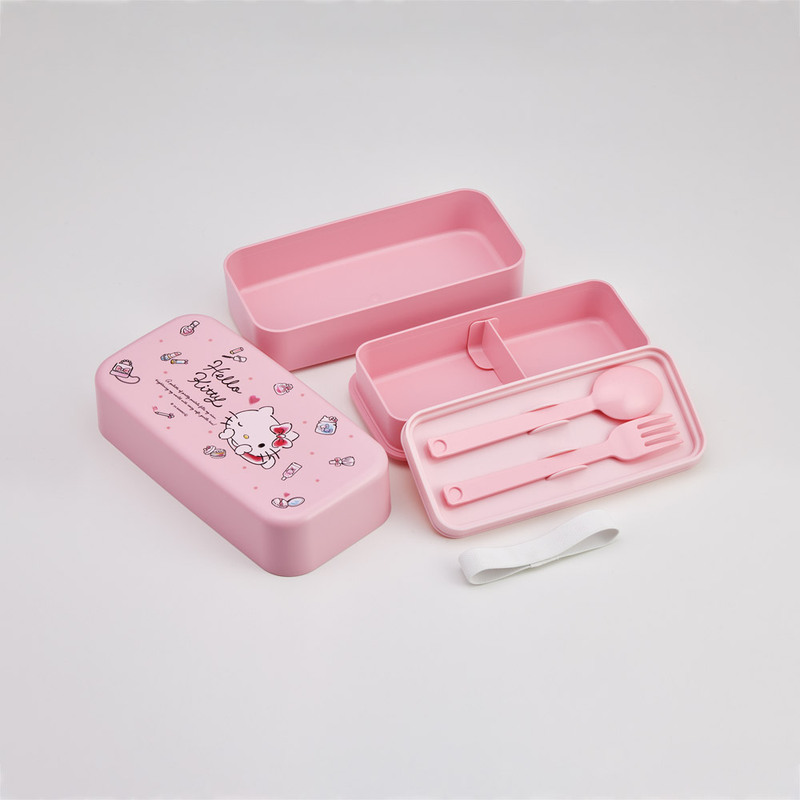 キティちゃん　お弁当箱 環境に配慮した ランチボックス 1000ml 2段 お弁当箱 カトラリー付き