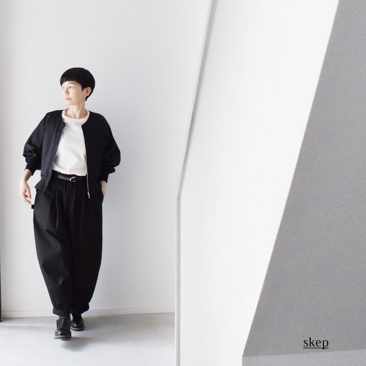 skep ショートブルゾン　黒 変形ショートブルゾン：黒 | 羽織もの | skep