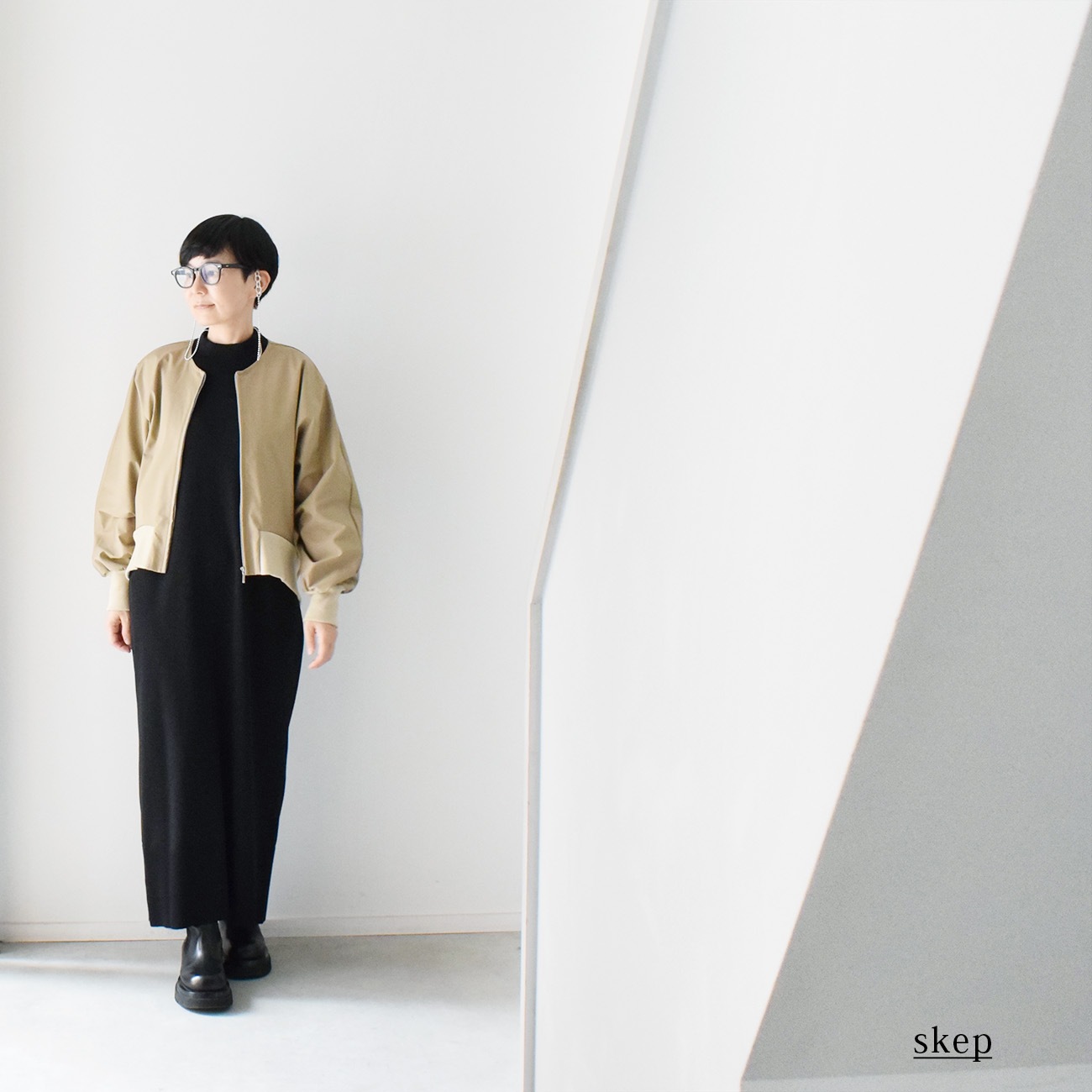 skep ショートブルゾン　黒 変形ショートブルゾン：黒 | 羽織もの | skep