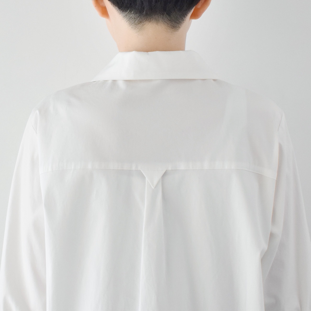丸襟七分袖シャツブラウス:白