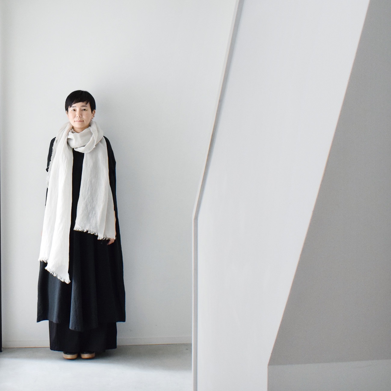 超ロングストール（綿麻/ 播州織ドビー）：グレー