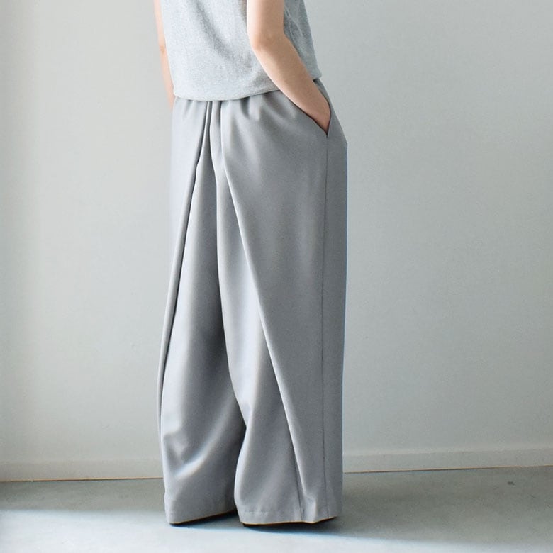 美品 Plage タックワイドパンツ グレー 36 グレー