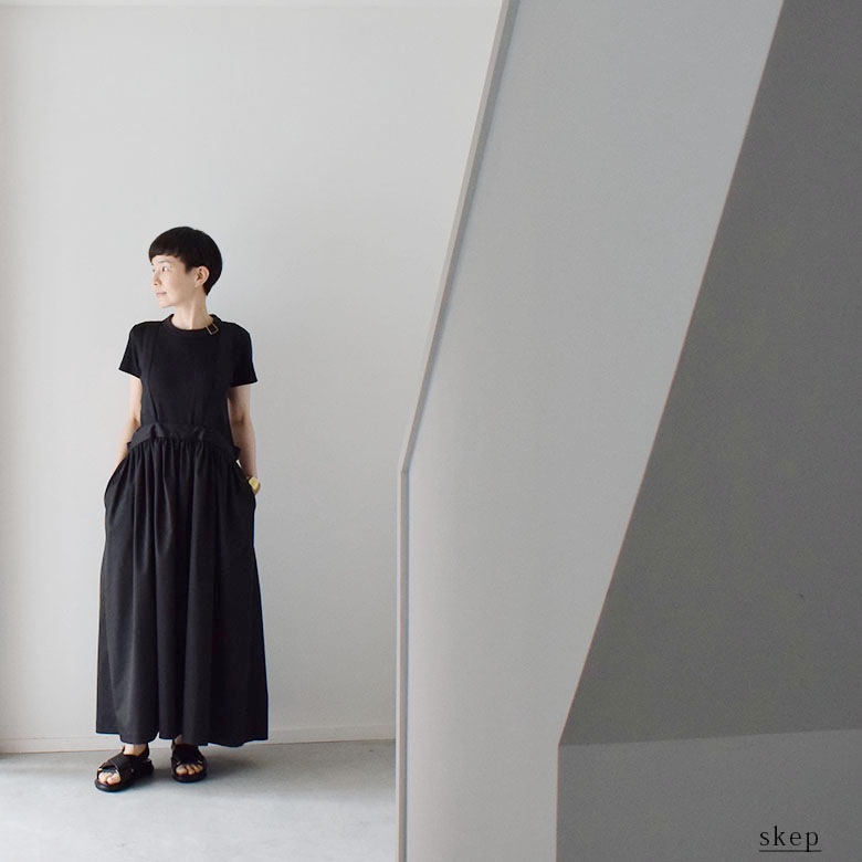 skep ギャザージャンパースカート ブラック 黒 ギャザージャンパースカート：黒 | ボトムス | skep