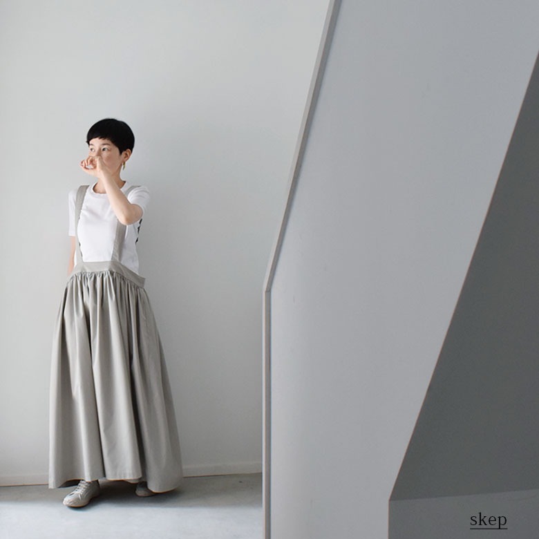 美品♪ skep スケップ　ギャザージャンパースカート　グレー　日本製 ギャザージャンパースカート：グレー | ボトムス | skep