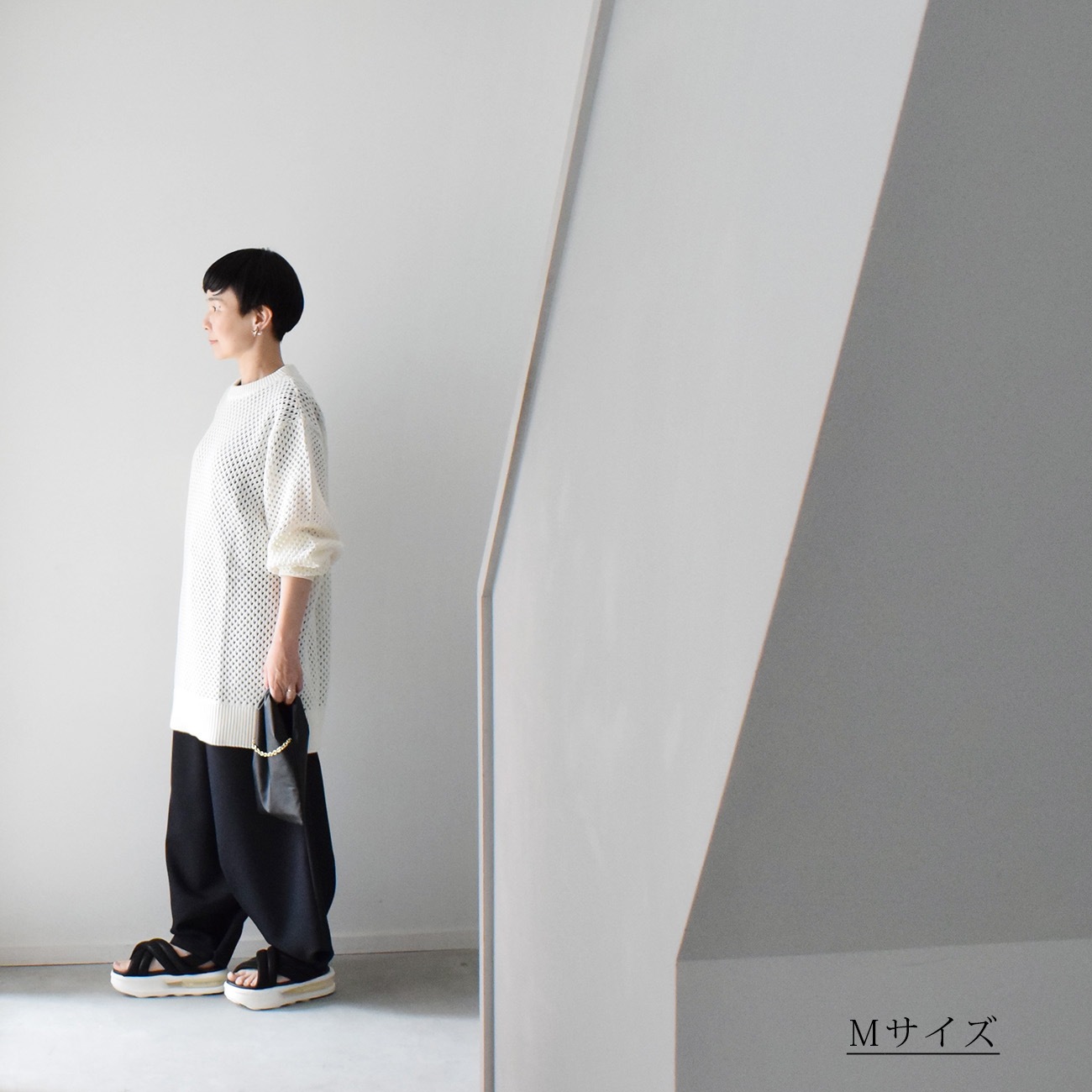 メッシュセーター：白