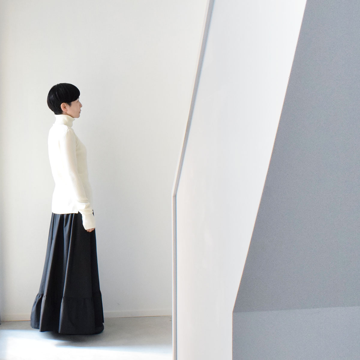 リブ タートルネック ニット（厚手）：白 | トップス | skep