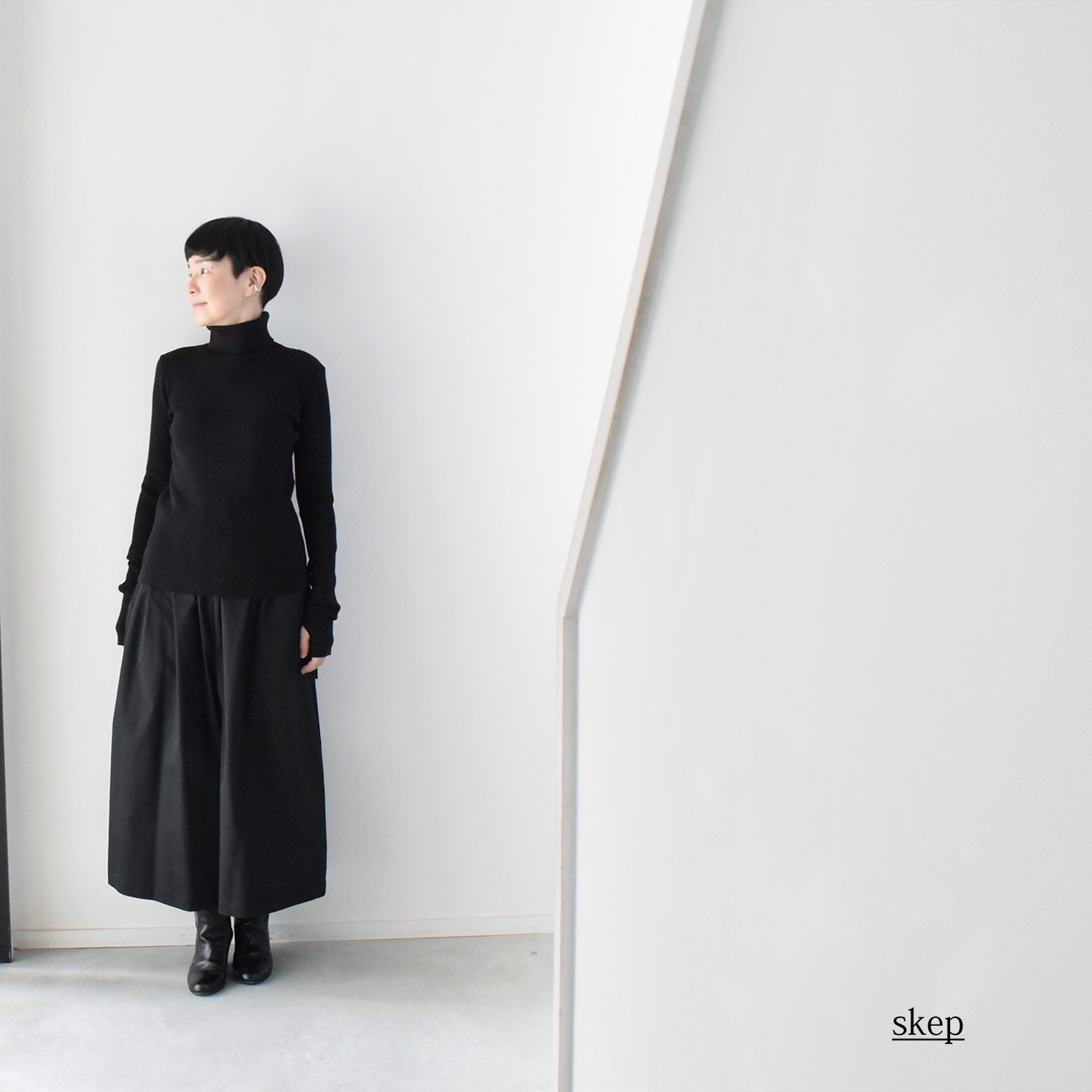 ワイドパンツ（ショート）：黒