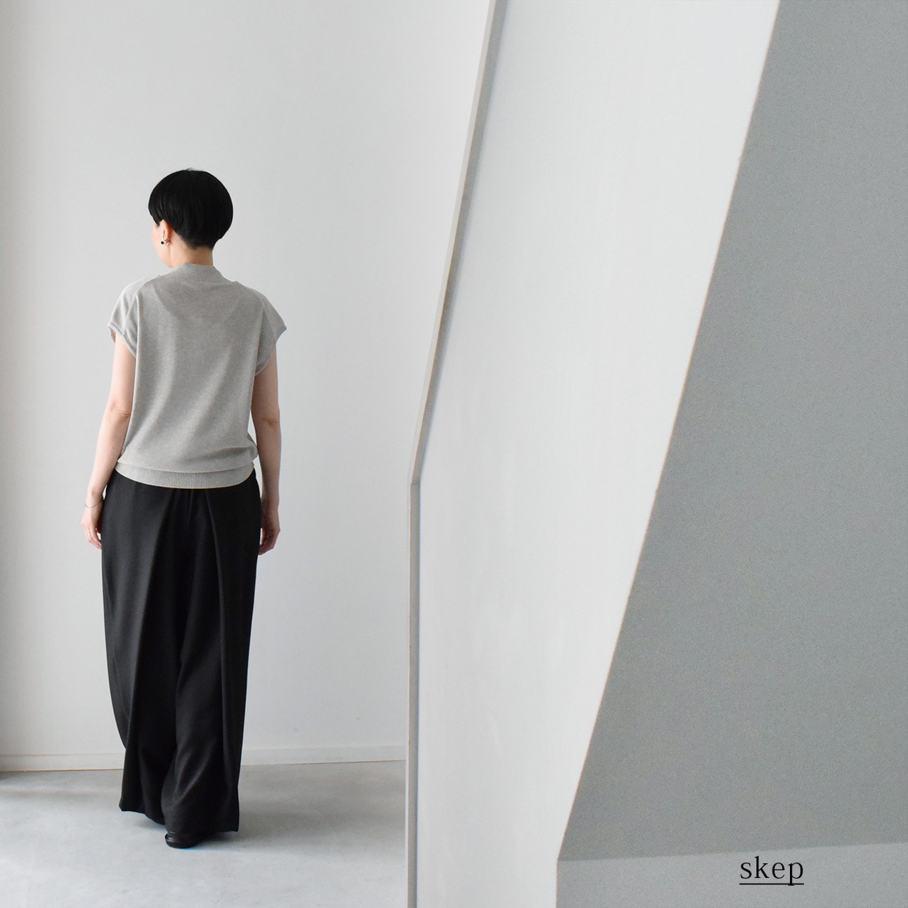 pand-a　skep フレンチスリーブ フレンチスリーブVネックニット：グレー | トップス | skep