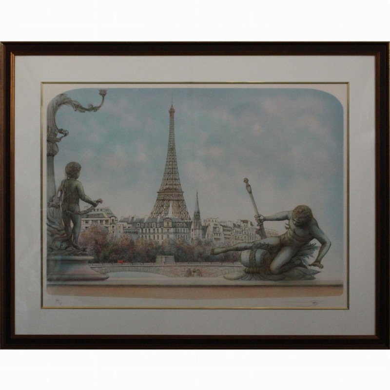 絵画　エッフェル塔　作者不明 絵画エッフェル塔作者不明