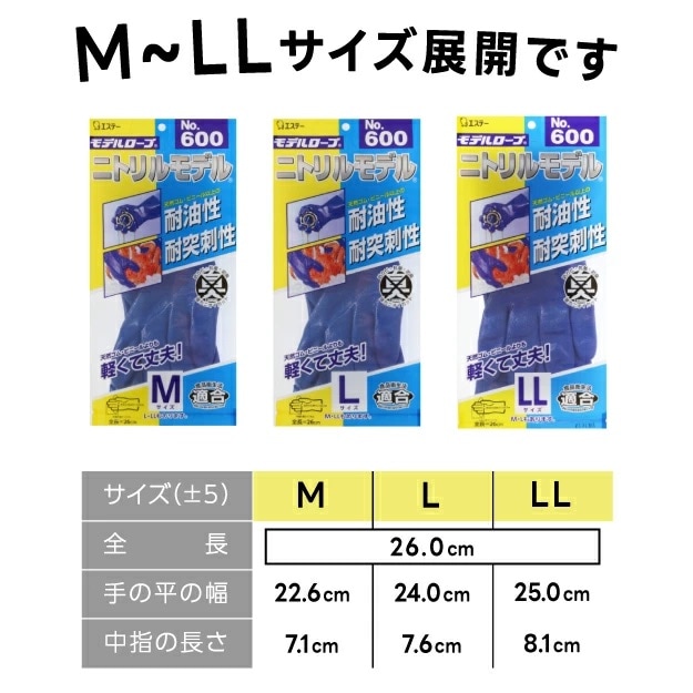 エステー モデルローブ No.600 ニトリルモデル ブルー M L LL 120双入