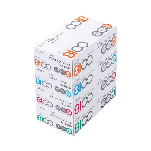 宇都宮製作 シンガープラスチックグローブ No.8100 粉無 S M L 2000枚入