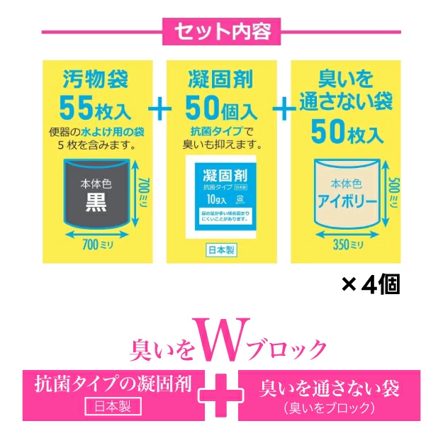 ハウスホールドジャパン WC50 緊急用トイレセット 200回分