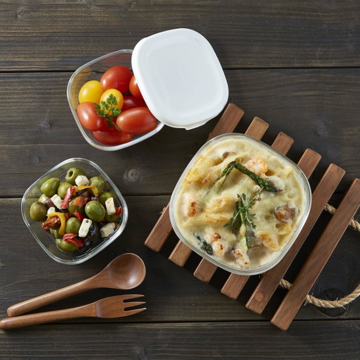 HARIO 耐熱ガラス製保存容器３個セット KST-2012-OW ホワイト