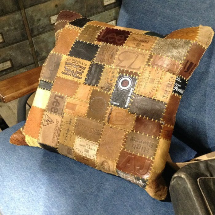 デザインクッション TTC-331C 本革デニム　コットン　45cm×45㎝