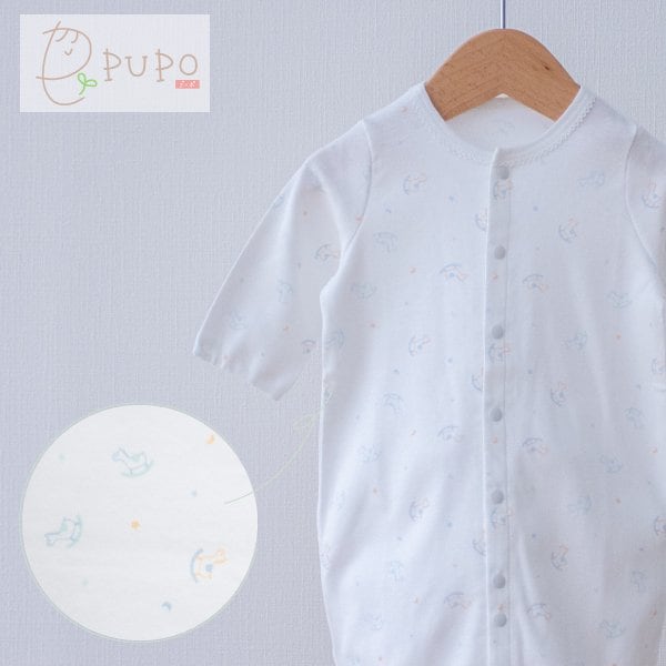 ソフトな肌触りで吸湿性と通気性に優れたスムース素材の2wayドレス 木馬柄 50-60cm