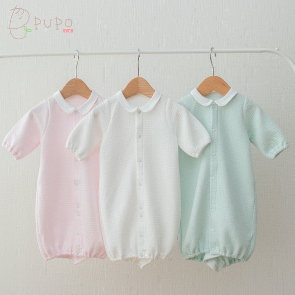 柔らかな肌触り！ふんわりキルトの丸襟付き2wayドレス 冬生まれ 50-60cm 日本製