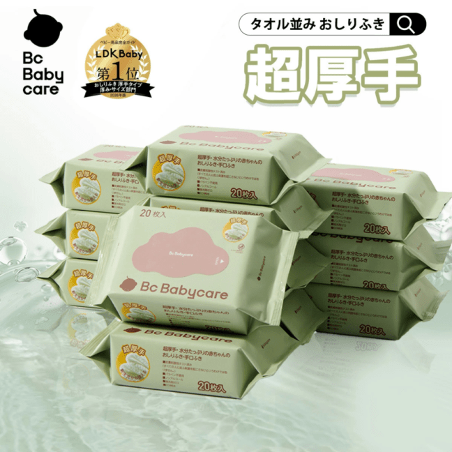 【れなろぐ様フォロワー限定特価】Bc Babycare  超厚手おしりふき・手口ふき 20枚×12パック / トイレ 衛生 厚手 水分たっぷり おしりふき 新生児から ベビー用品