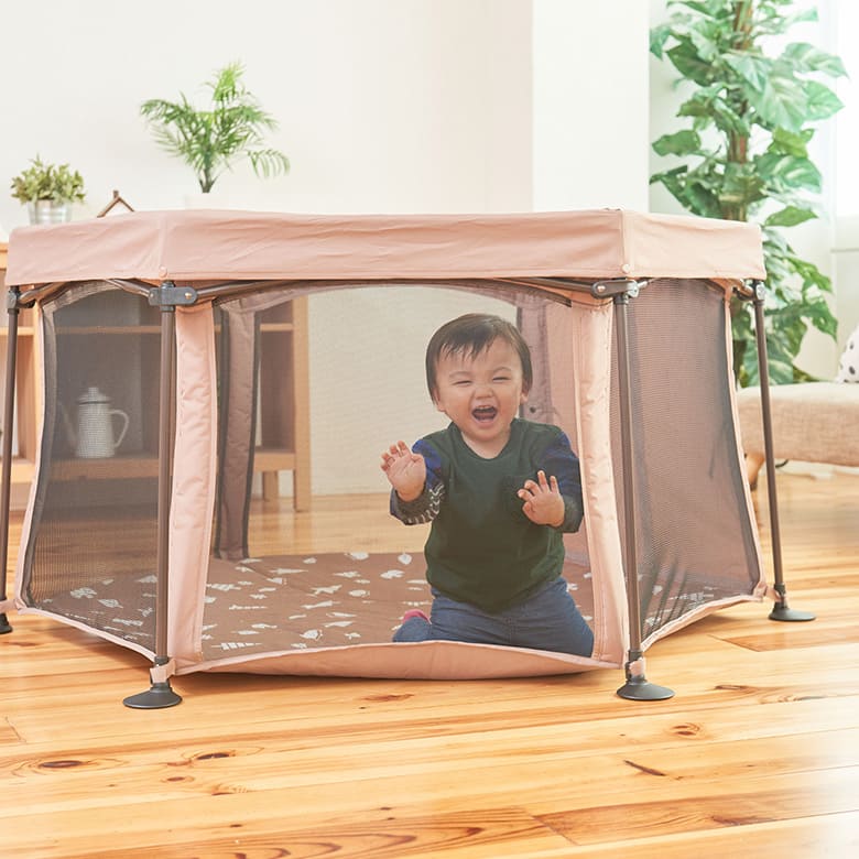 【美品】洗えてたためるポータブルベビーサークル 日本育児 洗えてたためるポータブルベビーサークル | ベビーサークル