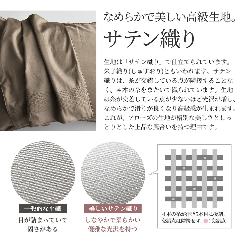 布団カバーセット 4点セット ダブル ピンタック 綿100%サテン シルクのような艶 日本製 アローズ