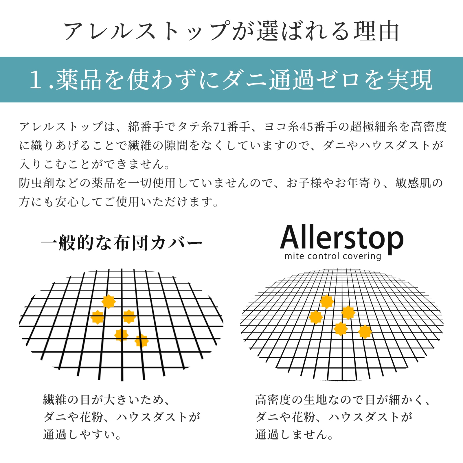防ダニ 掛け布団カバー セミダブルサイズ アレルストップ 日本製 アトピー協会推薦品