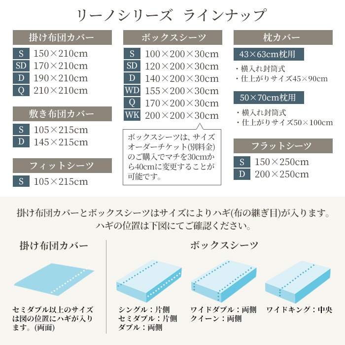 【6/30日迄5%OFF クーポンで最大20％off】 枕カバー 50×70cm枕用 麻100% リネン 日本製 ピローケース リーノ