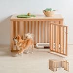 「【木製・組立式】バリアフリーケージ」  ペットサークル 小型犬 ペットケージ 室内 老犬 シニア犬 子犬 天然木 ペット用品 石崎家具|ペット用品