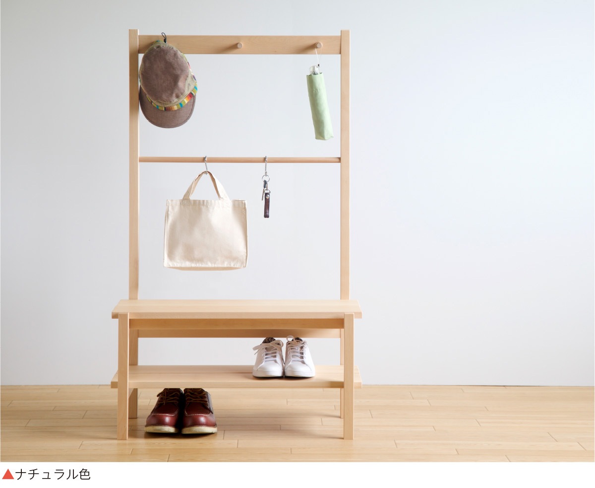 ベッド ベビーベッド専門店 スリーピー 木製 ベンチハンガー 玄関収納 シューズラック スリッパラック 玄関ベンチ 収納ベンチ ハンガーラック 石崎家具 リビング 収納
