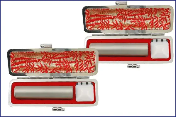 個人印鑑 Made in Tsubame チタン マットシルバー ケース付2本セット （12.0/16.5） 【4～5営業日以内の出荷予定(土日祝除く)】
