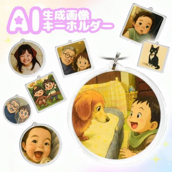 ChatGPT ai 生成画像 オリジナル アクリルキーホルダー 写真 グッズ うちの子 ギフト プレゼント 子ども 子供 孫 赤ちゃん【送料無料】【ゆうパケ】 (HK020)(5営業日)