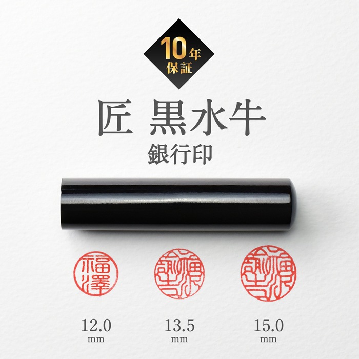 個人印鑑 銀行印 黒水牛 ケースセット 【5営業日以内の出荷予定】(HK070)